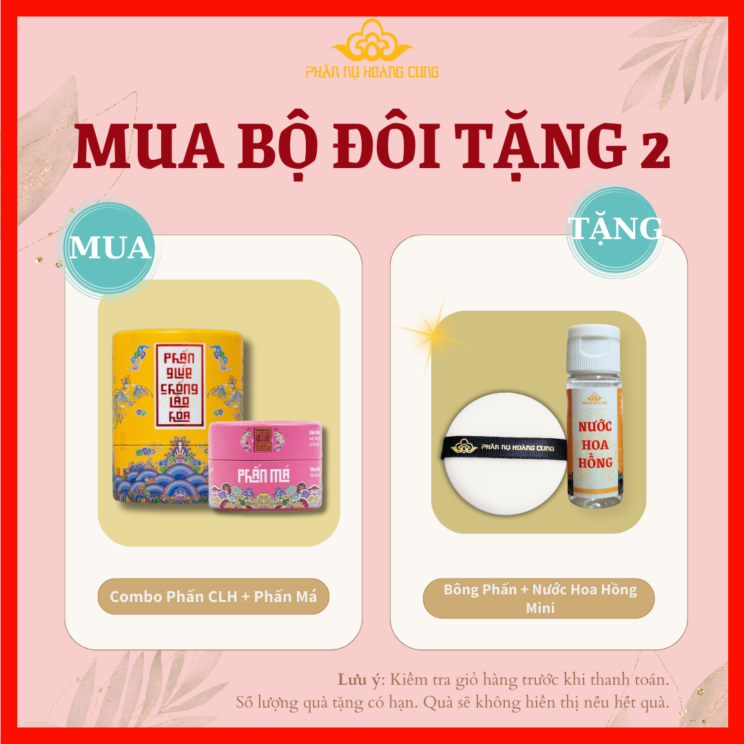 Bộ đôi phấn chống lão hóa và phấn má hồng, chăm sóc da mặt, làm đẹp, phấn nụ hoàng cung