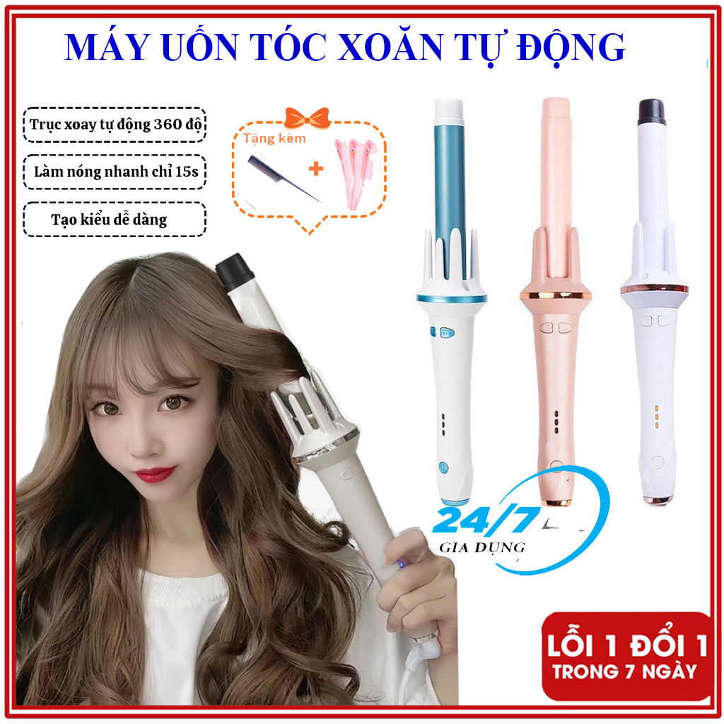 Máy uốn tóc xoăn tự động mini 28mm, Máy uốn tóc tự động xoay 360 độ XN-388, tạo nếp đơn giản dễ dàng, máy làm tóc xoăn sóng nước, làm nóng nhanh, máy uốn xoăn mini - Giadungbv247
