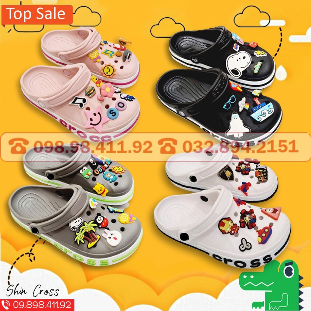 dép cross💖HOTREND💖dép cross đế bánh mì baya nhiều màu lựa chọn DEPCRYHJK1 tặng thêm 12 sticker cross