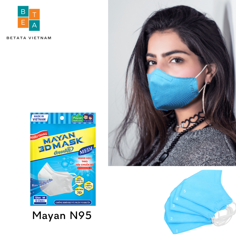 Bộ 5 khẩu trang N95 3D Mask - Mayan PM 2.5
