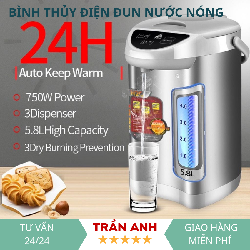 Bình thủy điện đun nước nóng 5.8l electric pot - phíc đun nước nóng công nghệ nhật bản - bình đun nước siêu tốc
