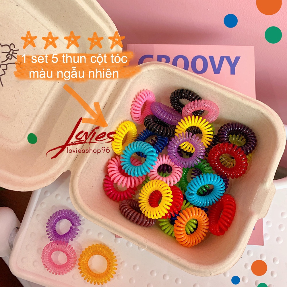 5 thun cột tóc lò xo xịn xò màu ngẫu nhiên