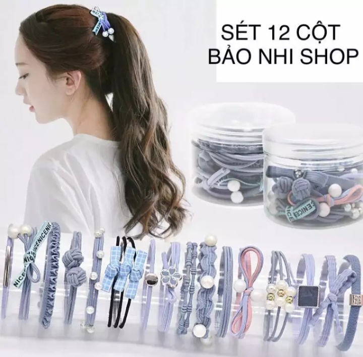 sét 2 dây thun cột tóc cách điệu siêu xinh