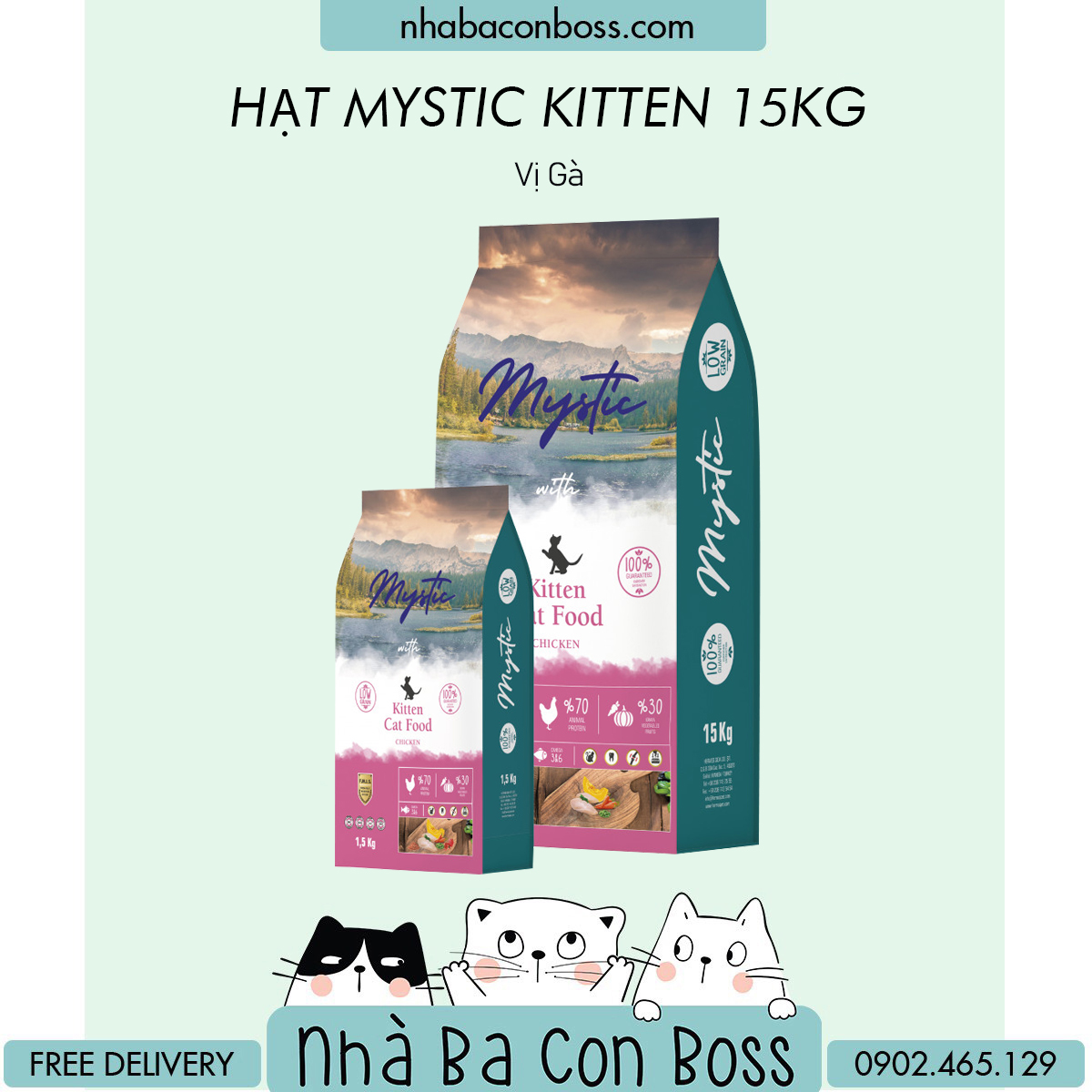 1kg 15kg Hạt Cho Mèo Con Kitten Mystic