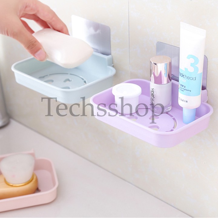 Khay để xà phòng dán tường - Khay để xà bông siêu dính - Khay nhựa để xà phòng hình mặt cười - Không cần khoan - Kệ nhà tắm đa năng - Kệ để xà phòng - Kệ để xà bông nhà vệ sinh