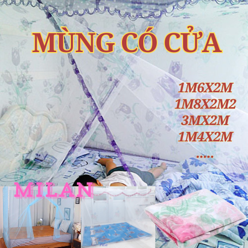 Mùng Ngủ Tuyn Bông Có Cửa Vải Tuyn Đẹp Chống Muỗi