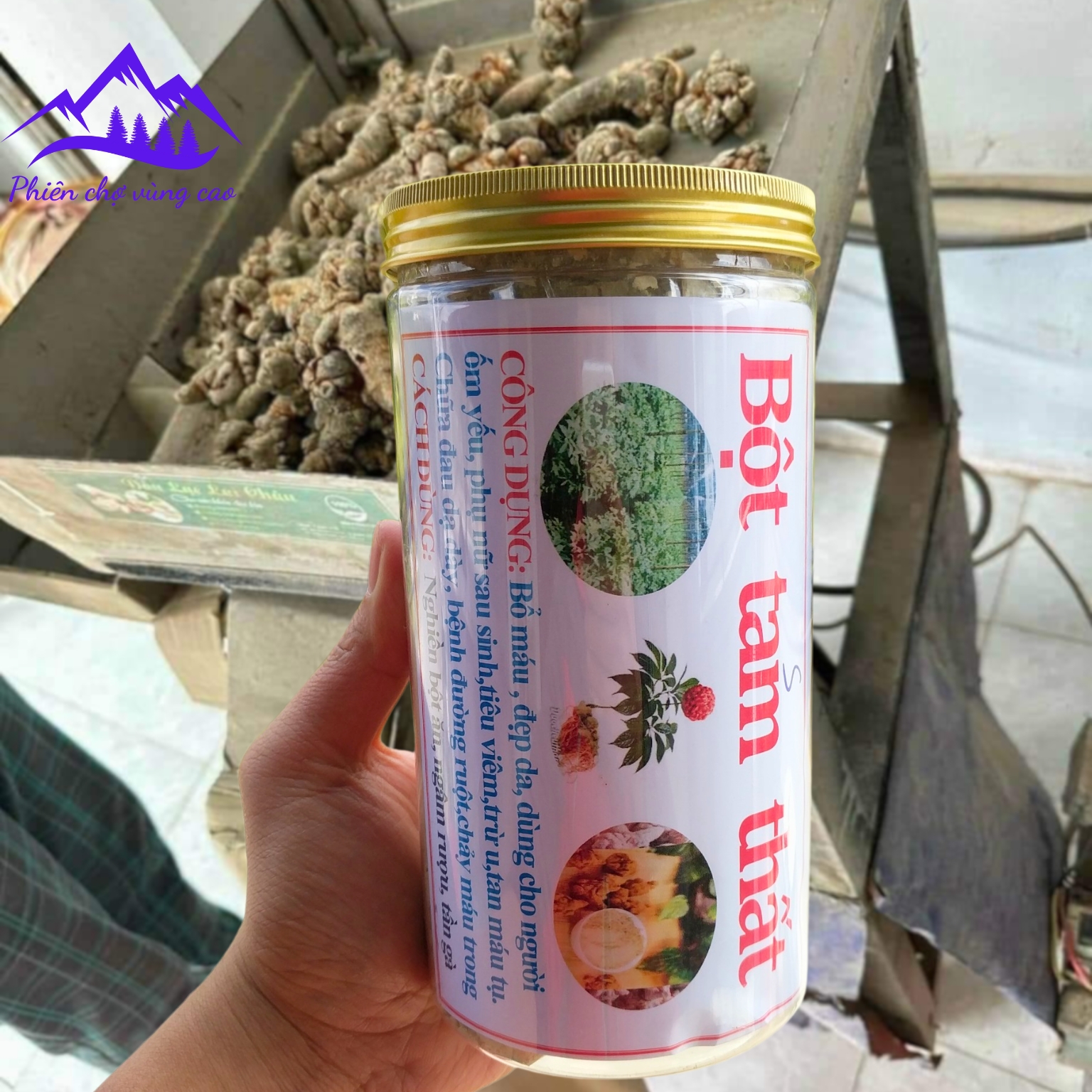 Bột tam thất bắc khô nguyên chất loại 1. Bột tam thất hoang Hà Giang chuẩn nghiền từ những củ tam thất nhiều năm tuổi, hàng tuyển