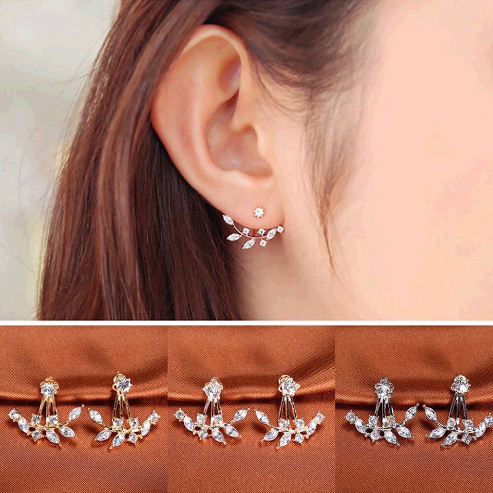 Bông tai hình chiếc lá đính đá quý phái cực xinh - Có 2 màu - Rẻ sập sàn Lazada - Mẫu HOT Khuyên tai, bông tai, phụ kiện trang sức nữ Hàn quốc giá rẻ