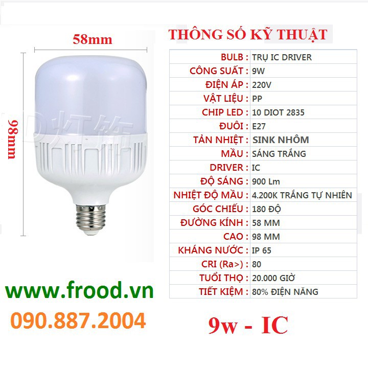 Bóng đèn LED đủ 5w hoặc 9w, sáng trắng hoặc vàng