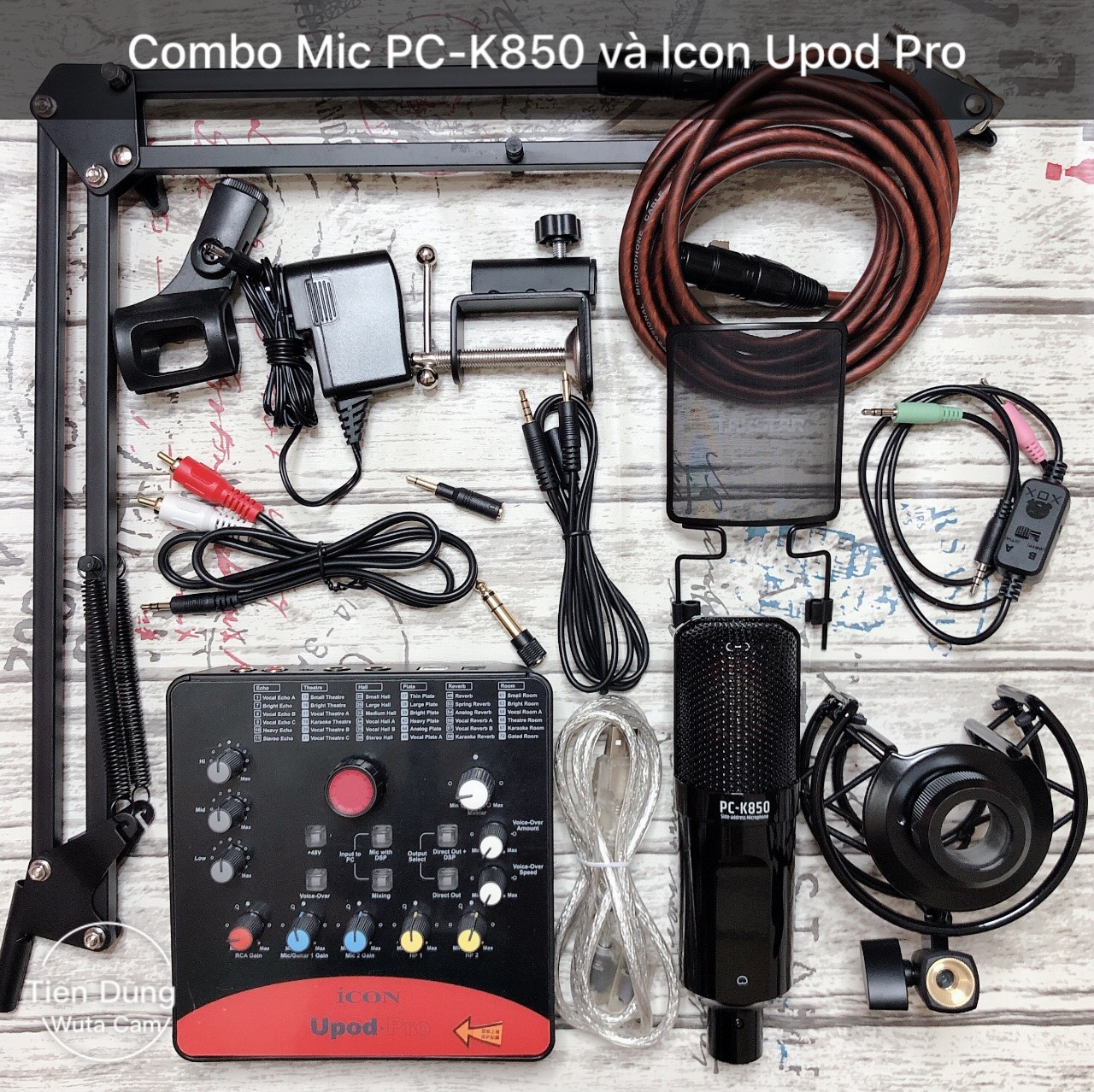 Mic thu âm takstar pc-k850 sound card icon upod pro chân đế dẩ live stream ma2 dây mic 3m- bộ live stream đầy đủ