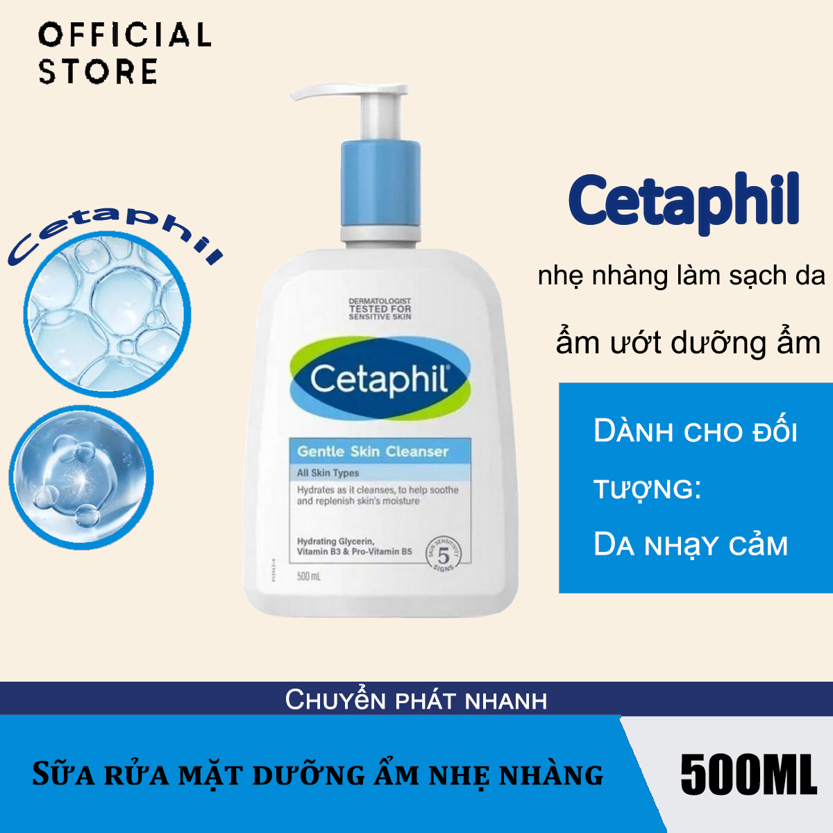 Sữa Rửa Mặt Cetaphil Dịu Nhẹ Gentle Skin Cleanser 500ml Sữa rửa mặt dịu lành cho da nhạy cảm
