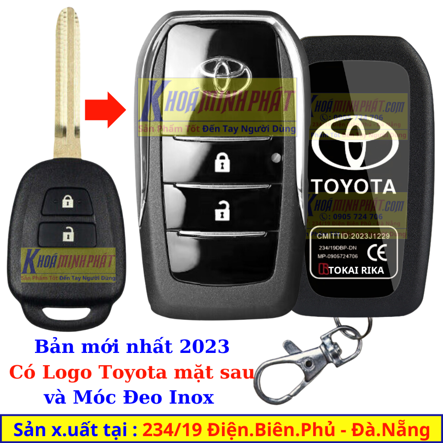 Vỏ Chìa khoá Độ gập xe Toyota Vios, Yaris, Hiace 2015-2023 V703