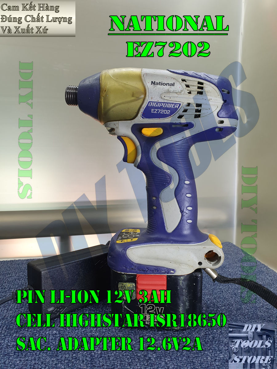Máy bắn vít nội địa nhật national ez7202 12v 3ah, nội thất nguyên zin và như mới, ngoại hình mới trên 85%, hoạt động ổn định full chức năng