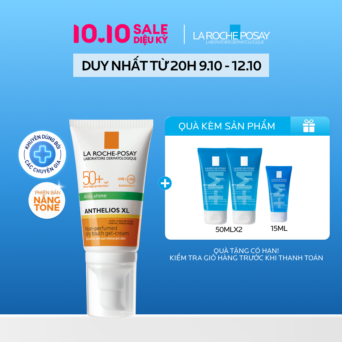Kem chống nắng nâng tone cho da dầu La Roche-Posay Anthelios XL SPF50+ PA++++ 50ml