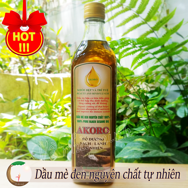 [HCM]DẦU MÈ ĐEN NGUYÊN CHẤT AKORO 500ML 100% tự nhiên từ thực vật ( Dầu vừng đen nguyên chất tự nhiên ) cam kết chính hãng về nhà mình shop