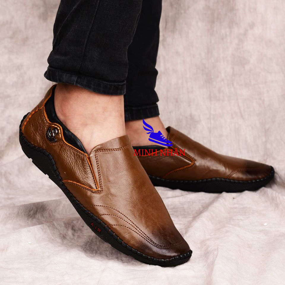 Giày lười nam da bò Giày nam đế bệt Giày nam cho lái xe ô tô Giày slip on nam da bò in vân cá sấu giày đế bệt đẹp độc đáo hàng hiệu thời trang giá rẻ S-2 màu nâu