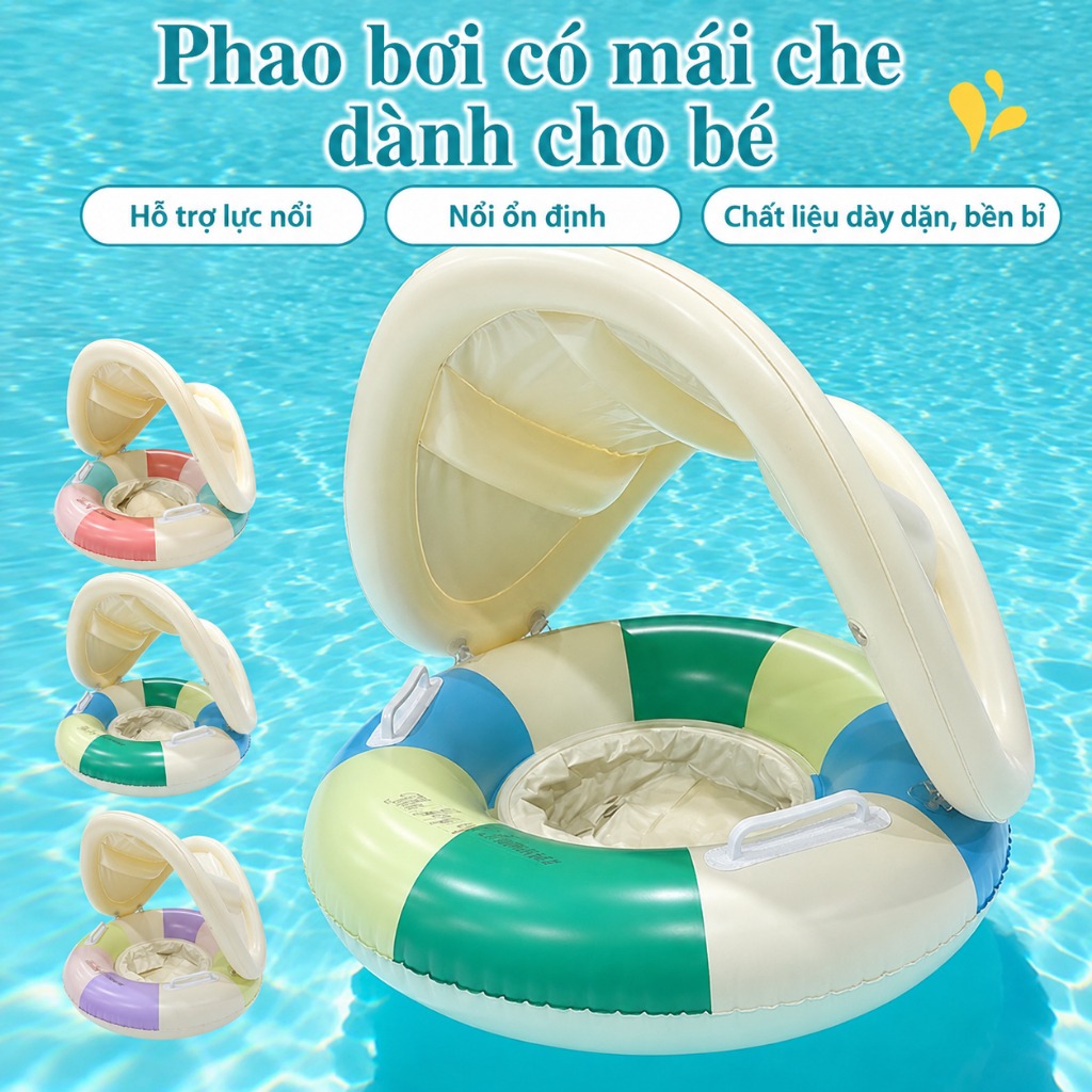 Phao Bơi Trẻ Em Có Mái Che Chống Nắng | Phao Bơi Có Ghế Ngồi Cho Bé Đi Biển Hồ Bơi Du Lịch Hè