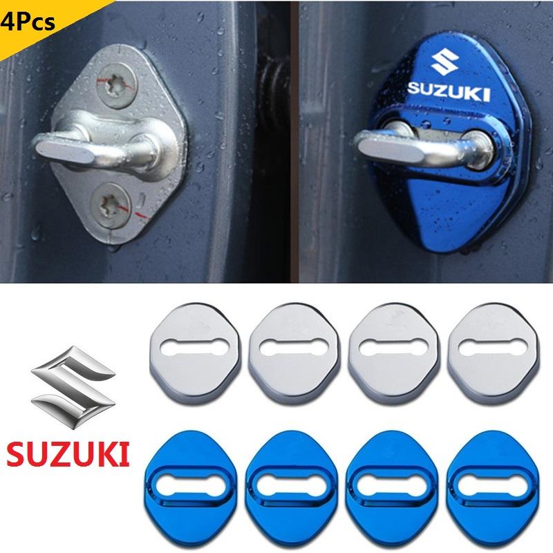 【Có hàng sẵn】4Pcs Vỏ bọc bảo vệ khóa cửa xe Logo xe hơi Car Door Lock Cover Stainless Steel Car-Styling Protecting Sticker For SUZUKI