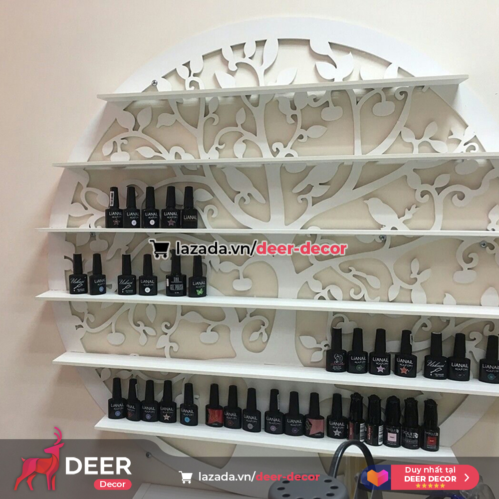 Kệ Để Nước Sơn Móng Tay Hình Tròn Họa Tiết Hoa Lá - DEER DECOR
