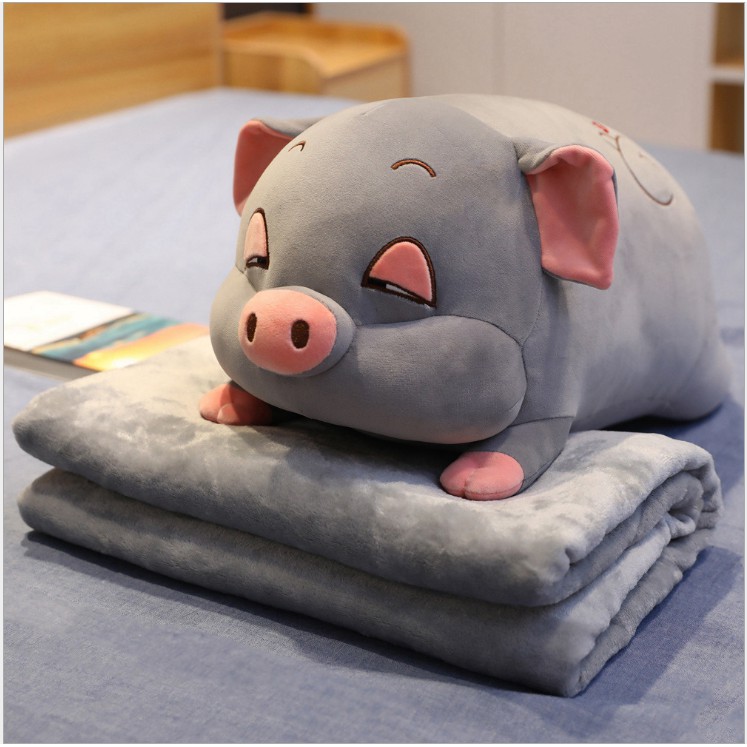 [HCM]Gối mền Chuột hamster má xoắn lông mịn dể thương 3 in 1  nỉ nhung siêu mịn bộ chăn gối văn phòng tiện lợi