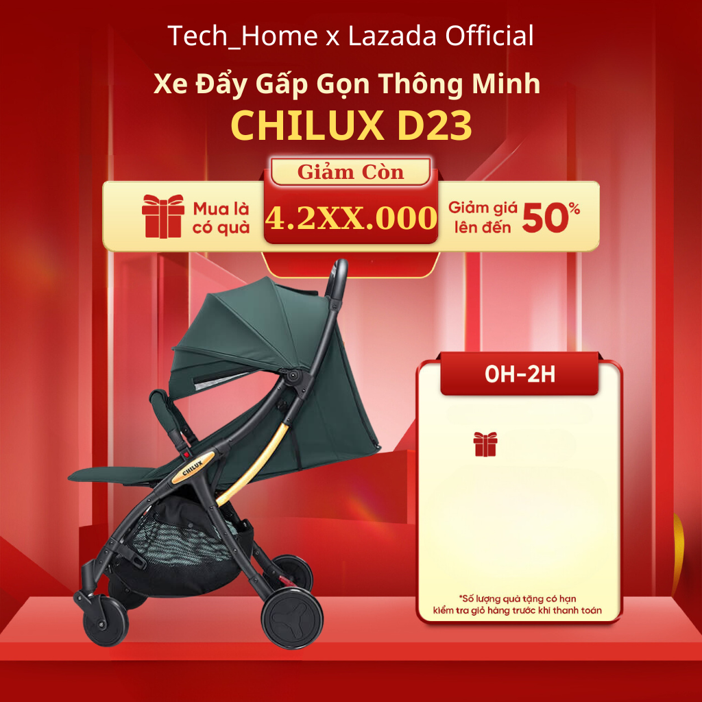 Xe đẩy cho bé gấp gọn CHILUX D23 - giảm rυng lắc tối đa, bảo hành chính hãng 3 năm