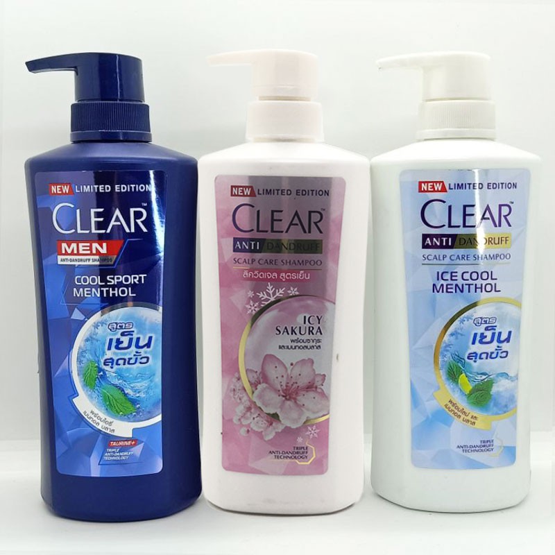 DẦU GỘI ĐẦU CLEAL THÁI LAN MẪU MỚI 480 ML 3 MÀU CLEAR MEN, CLEAR BẠC HÀ ,CLEAR HOA ANH ĐÀO . GIÚP MÁI TÓC SẠCH GẦU , HẾT NGỨA , GIẢM DỤNG TÓC ...MÙI THƠM DỄ CHỊU . HÀNG CHÍNH HÃNG GIÁ SỈ