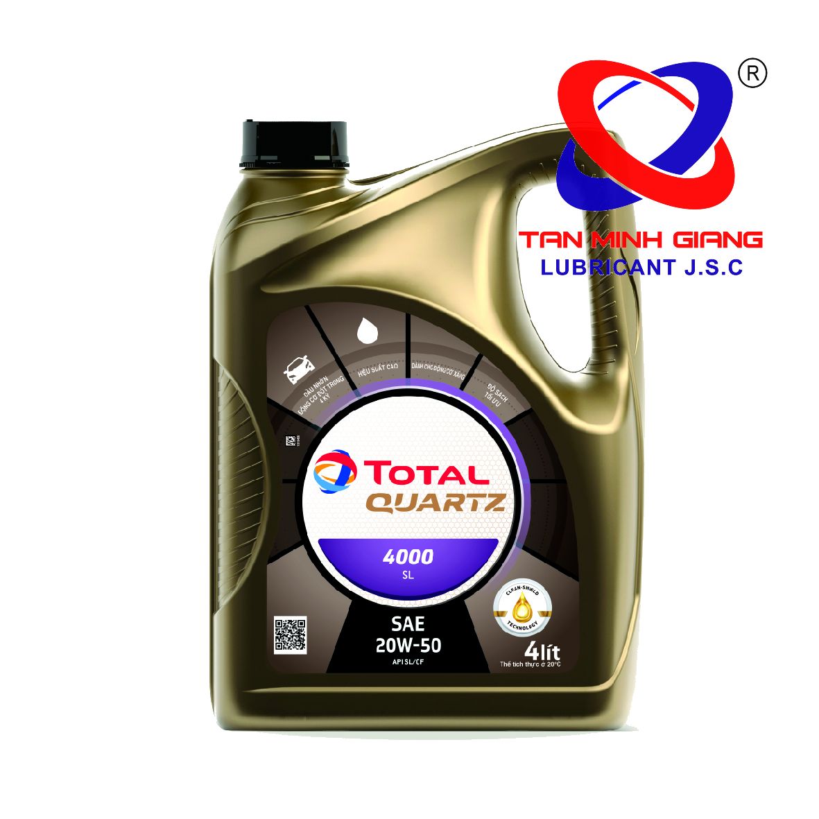 [HCM]Dầu động cơ xe ô tô xăng và diesel TOTAL QUARTZ 4000 SL 20W-50 bình 4L