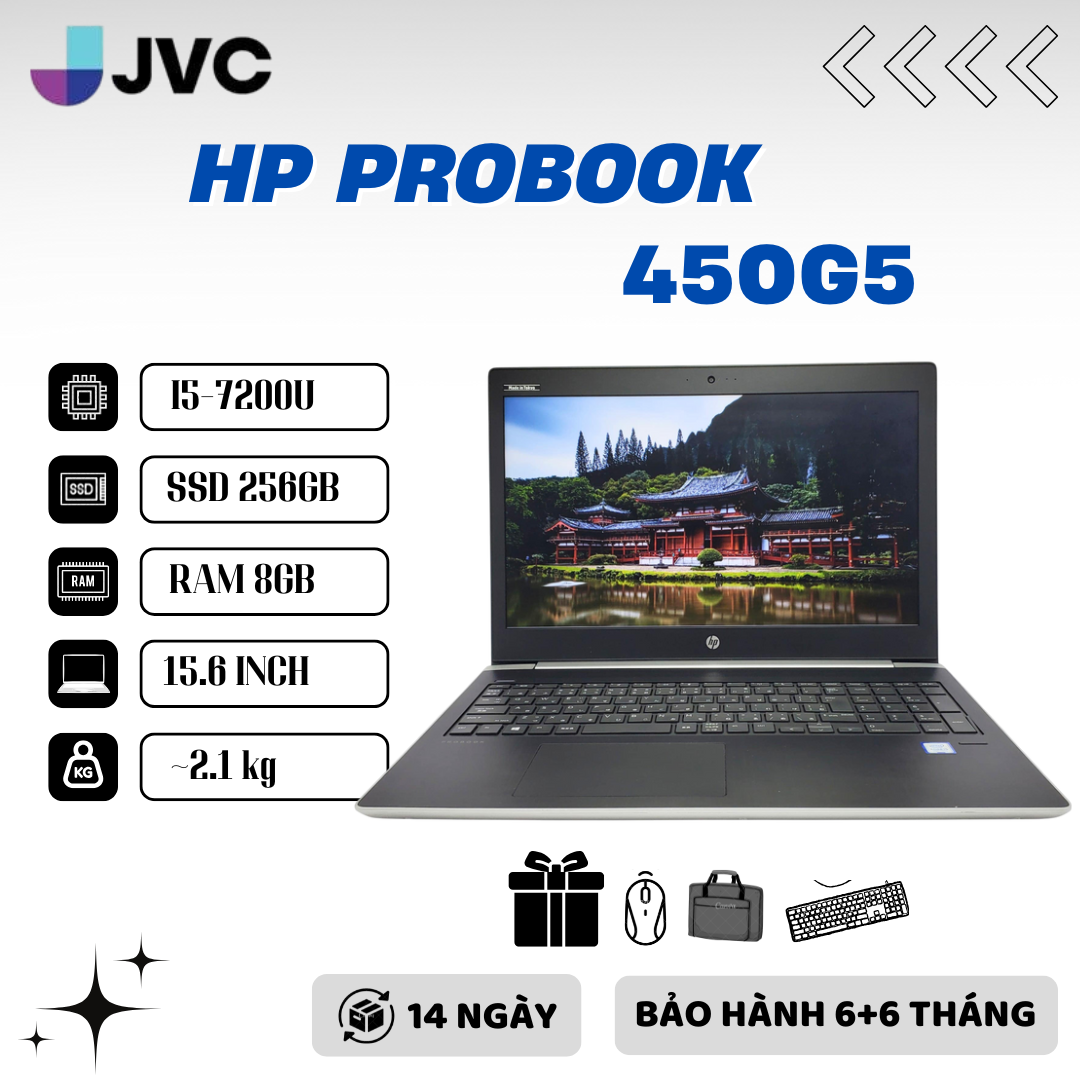 Laptop 15.6 inch HP Probook 450 G5 - Intel Core i5-7200U Ram 8gb SSD 256 Pin>4h
