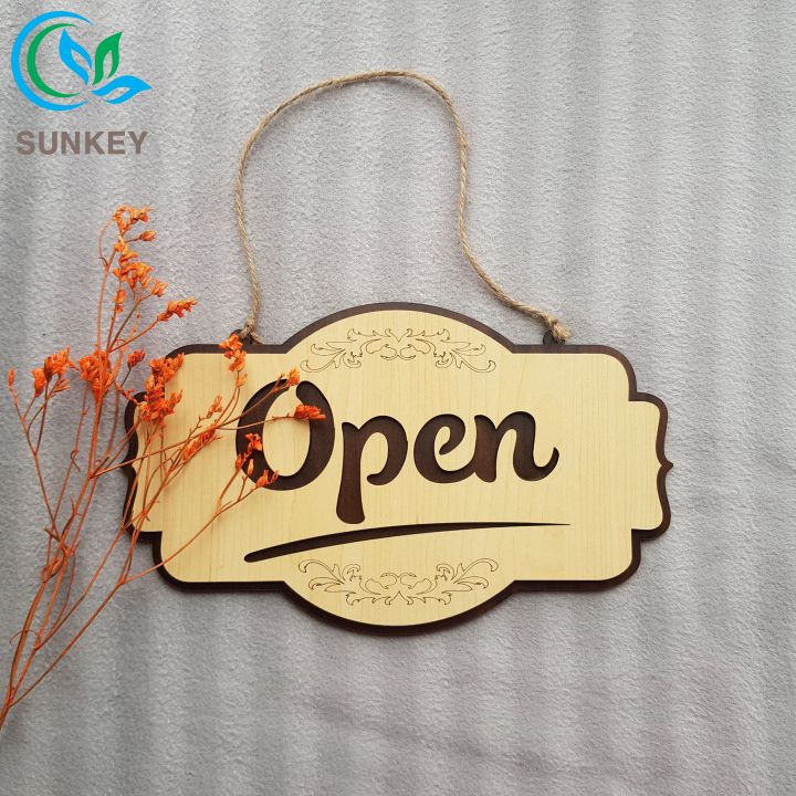 [Rẻ Bất Ngờ] Bảng Gỗ Treo Cửa Chữ Open - Kích Thước 25x15 cm - Chất Liệu Gỗ MDF Nhập Khẩu - Trang Trí Tường, Decor Treo Cửa