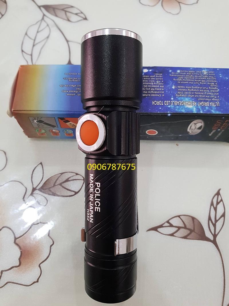 Đèn pin led mini zoom cổng sạc USB siêu sáng
