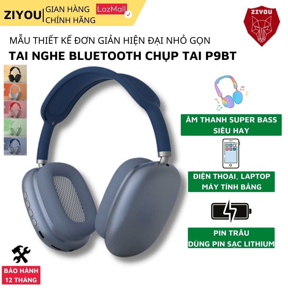 Tai Nghe Headphone Bluetooth Chụp Tai Ziyou P9BT 2023 Có Micro, Siêu Bass