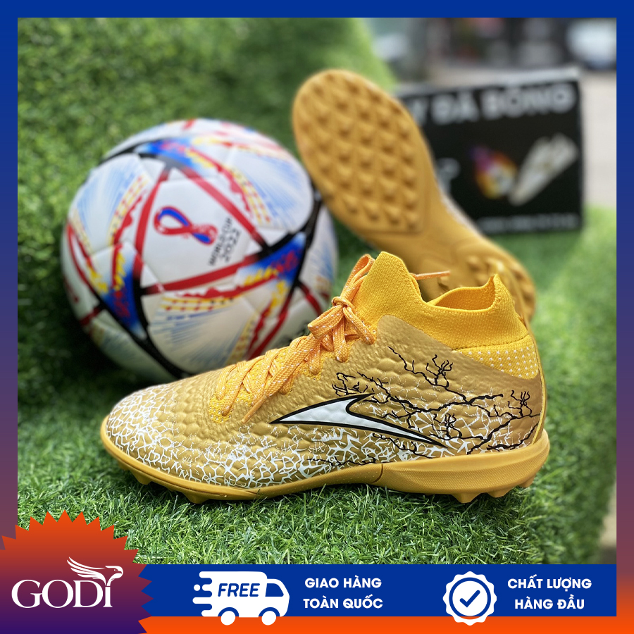 Giày đá bóng cổ cao màu vàng - Giày bóng đá cổ thun size 38 đến size 44 - Godi Sport