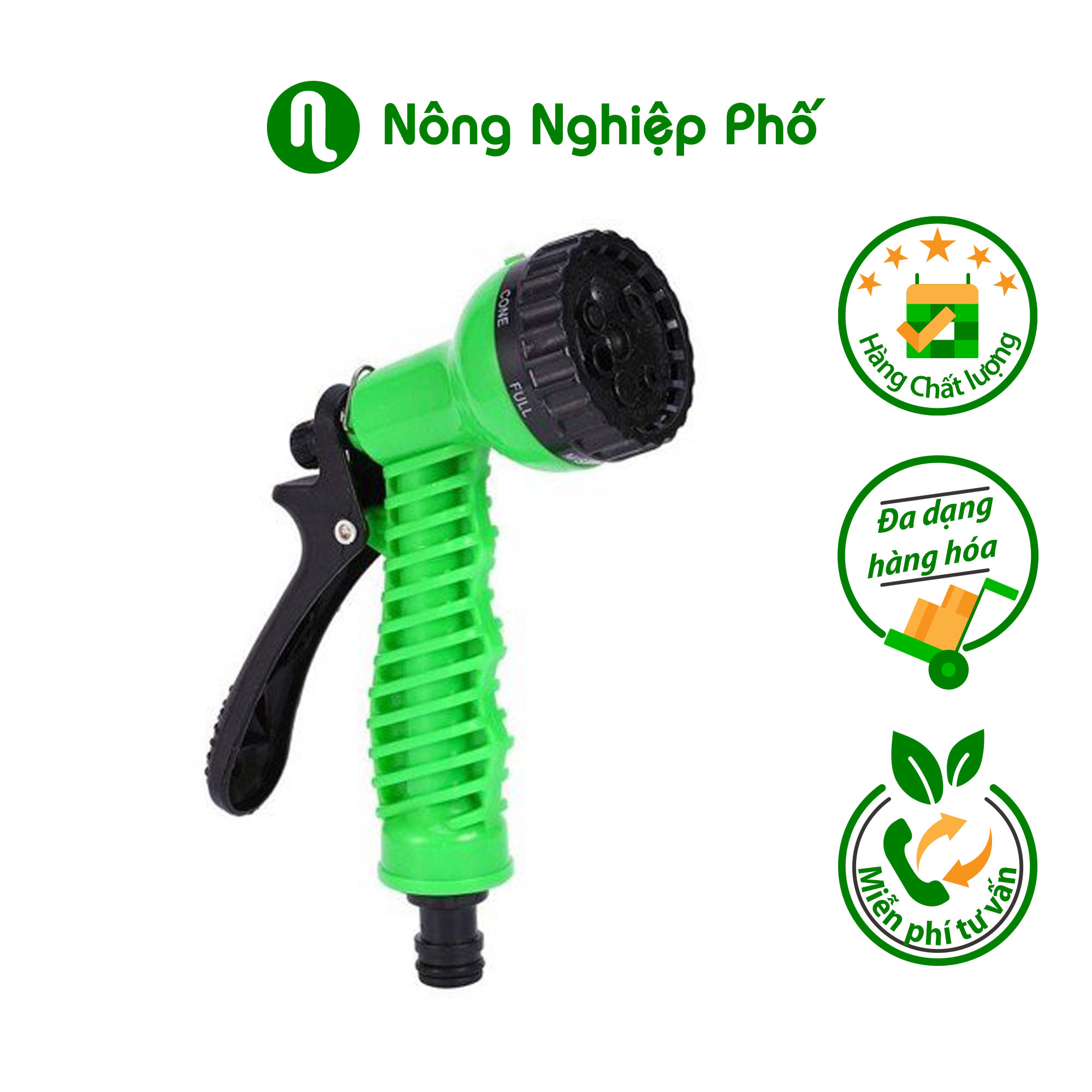 Vòi xịt nước tưới cây, rửa xe, phun sương đa năng ( 7 trong 1 ) kèm cút nối chuyển nhanh 20-16 - Nông Nghiệp Phố