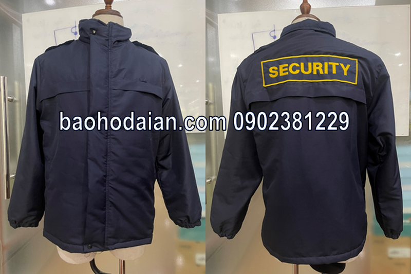 Áo khoác bảo vệ lót trần bông thêu chữ SECURITY