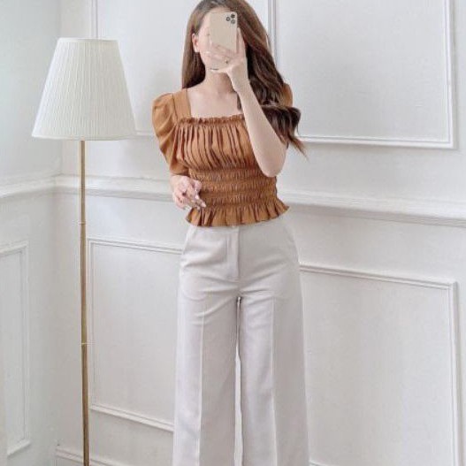 Áo kiểu chất lụa cao cấp _ thiết kế nhúm ngực và eo