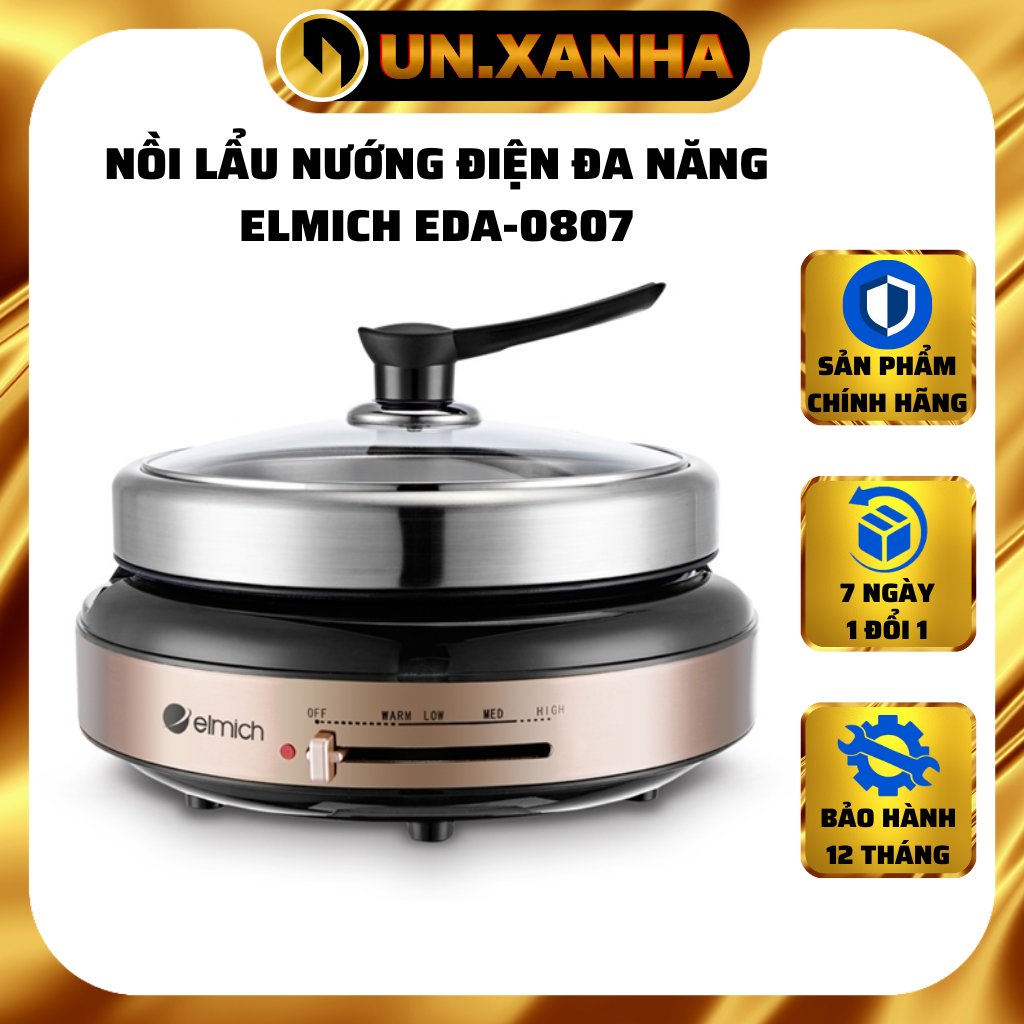 Nồi lẩu nướng điện đa năng elmich eda-0807 bảo hành 12 tháng 7 ngày 1 đổi 1