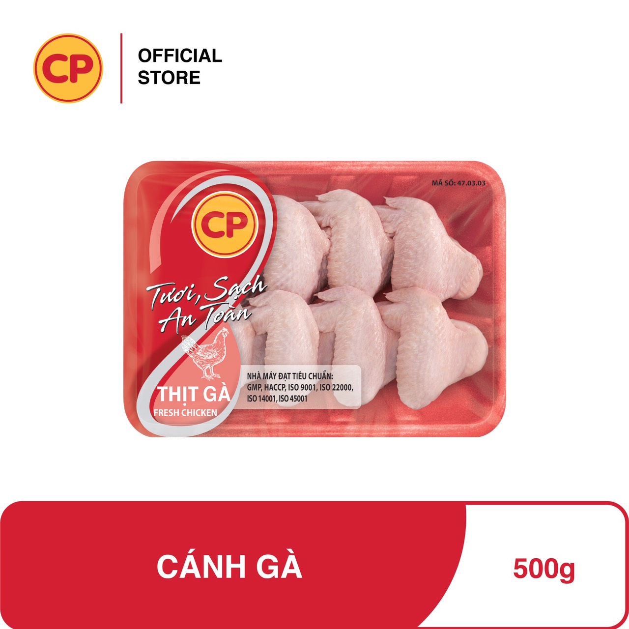 CP Cánh gà tươi mới mỗi ngày 500g - Được sản xuất theo tiêu chuẩn 3F. Đảm bảo truy xuất nguồn gốc rõ ràng