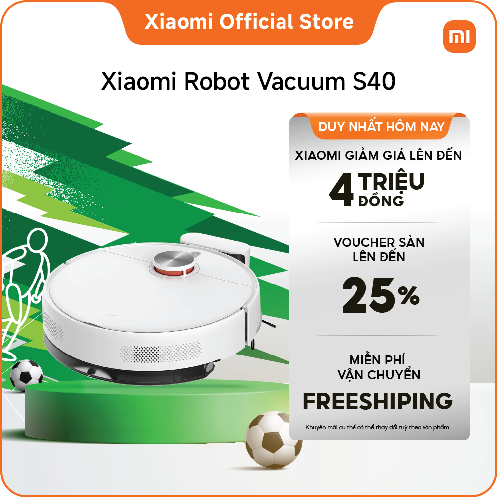Xiaomi Robot Vacuum S40 | Quạt lực hút mạnh 10.000Pa | Dung lượng pin lớn 5200mAh | Điều khiển từ xa thông qua ứng dụng Xiaomi Home