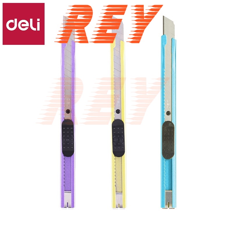 Giao hỏa tốc combo 2 cây dao rọc giấy vỏ thép màu lưỡi nhỏ deli 2066