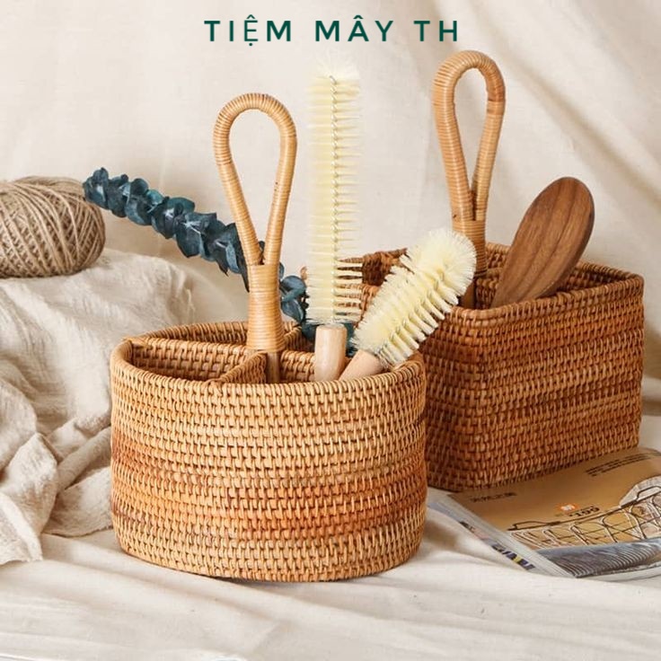 Giỏ mây đựng đồ TIỆM MÂY TH, giỏ đựng đồ đa năng,giỏ mây tre đan quà tặng cao cấp