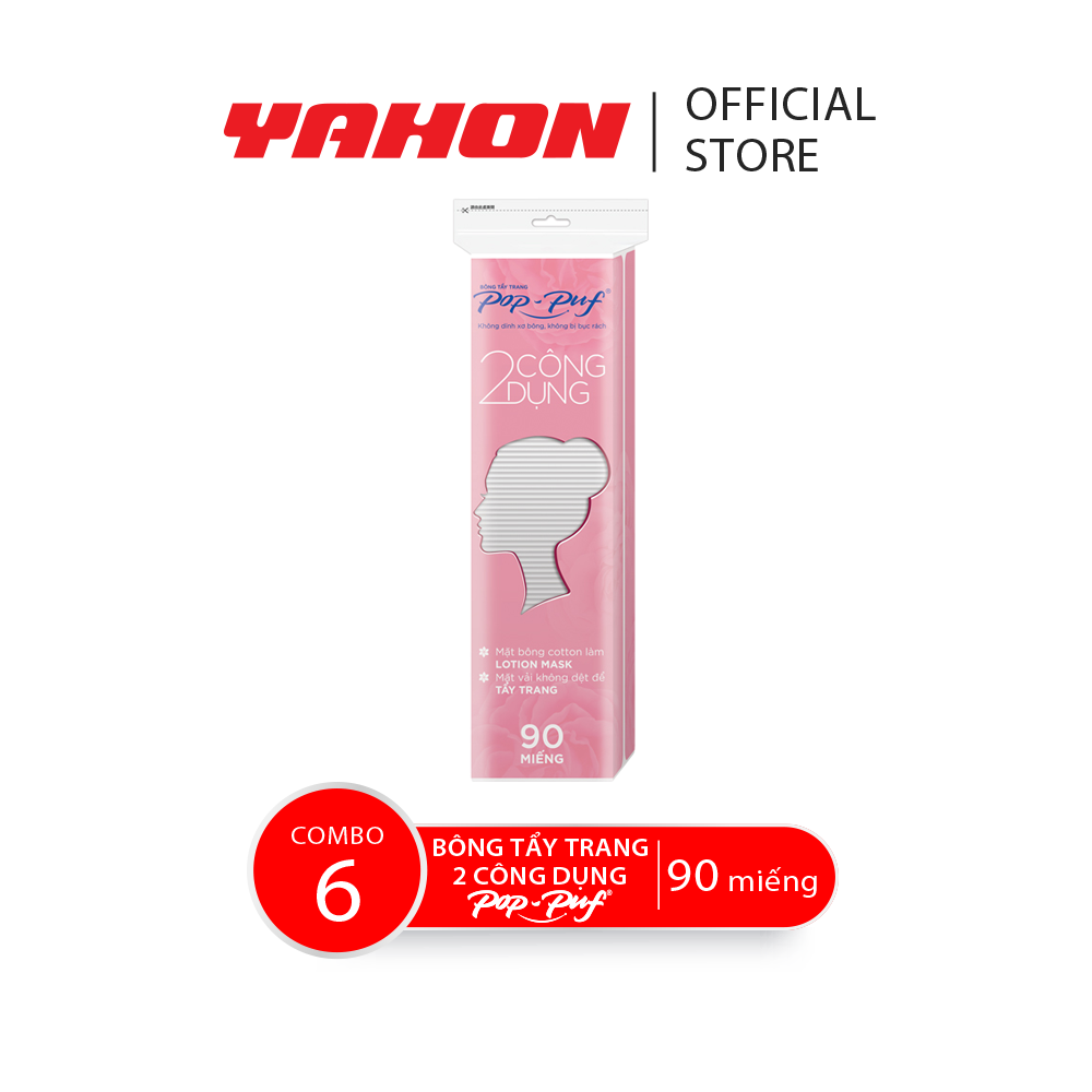 Combo 6 bao bông tẩy trang pop-puf 2 công dụng bao zipper, 90 miếng/bao