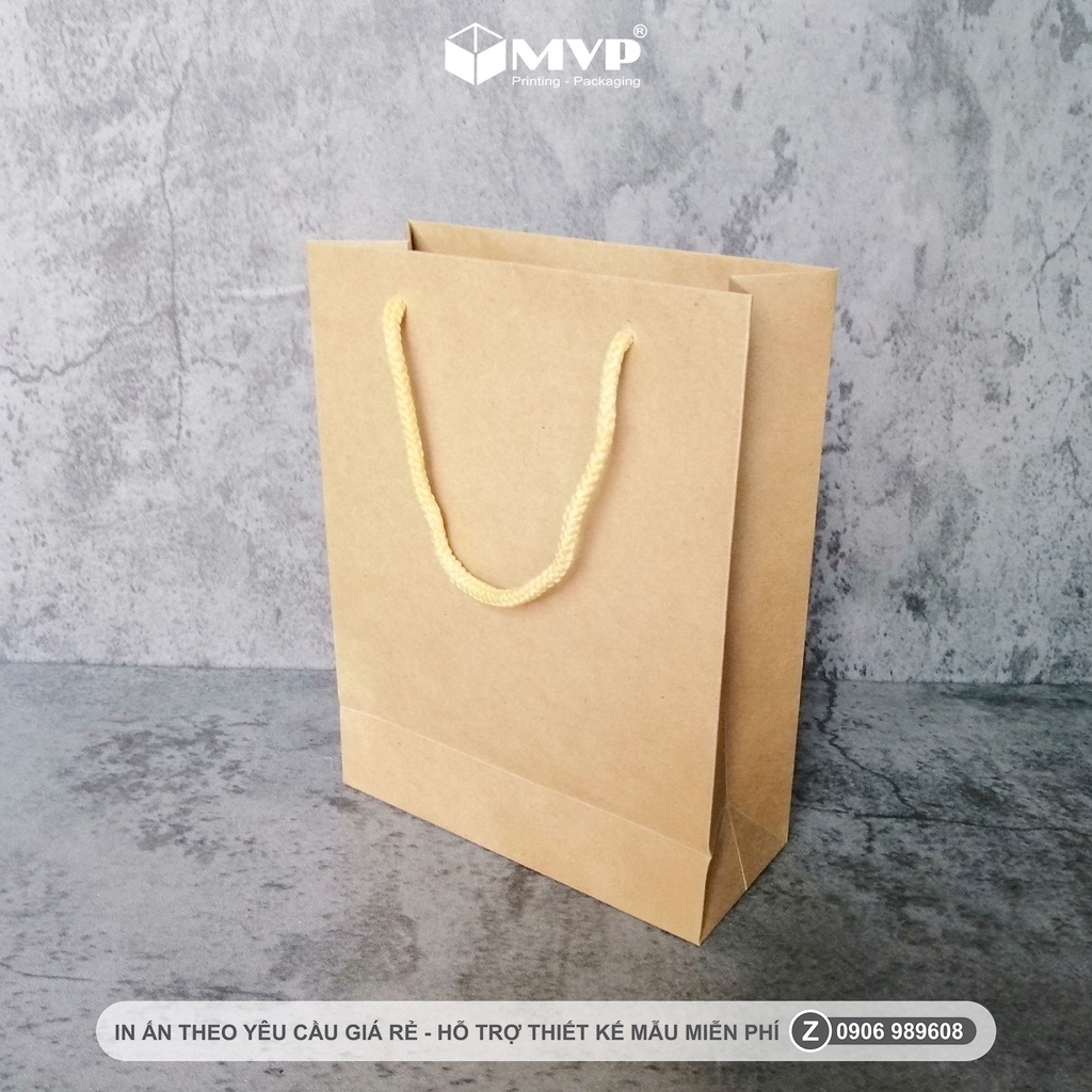 [10 Cái] Túi Giấy Kraft nâu (22x17x7)cm, túi giấy kraft đựng quà, túi giấy kraft dày 160gsm
