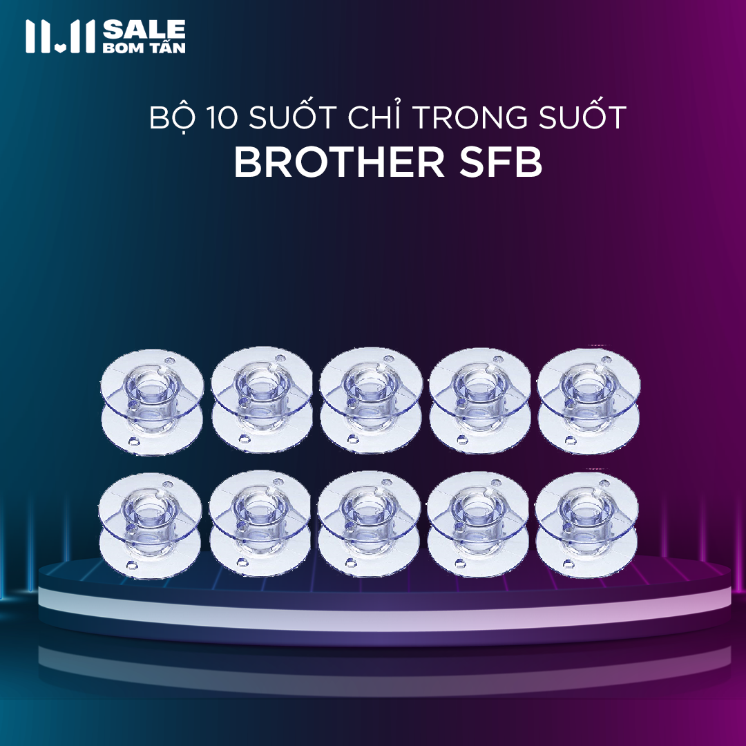 Bộ 10 suốt chỉ trong suốt dùng cho máy may gia đình Brother (SFB)