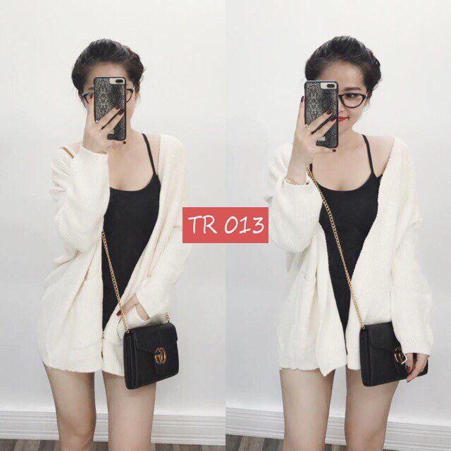 Áo khoác len cardigan 2 túi 1111 ( màu trắng )