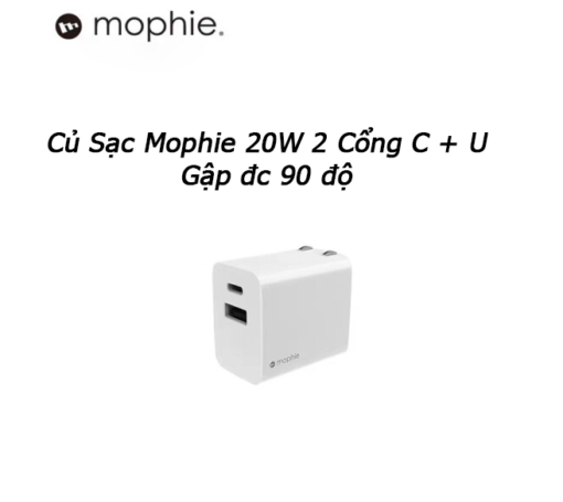 Củ sạc mophie 20w 2 cổng usb + c