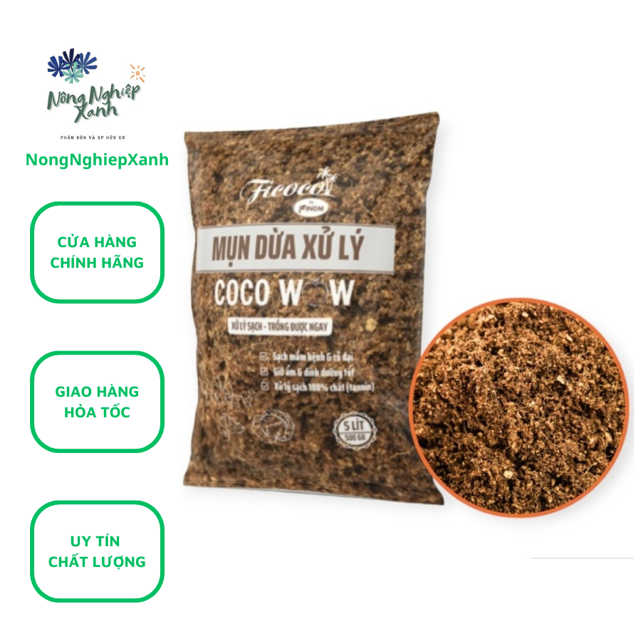 Giá thể xơ dừa xử lý coco wow - 5l khoảng 1kg đã xử lý sạch trồng được ngay