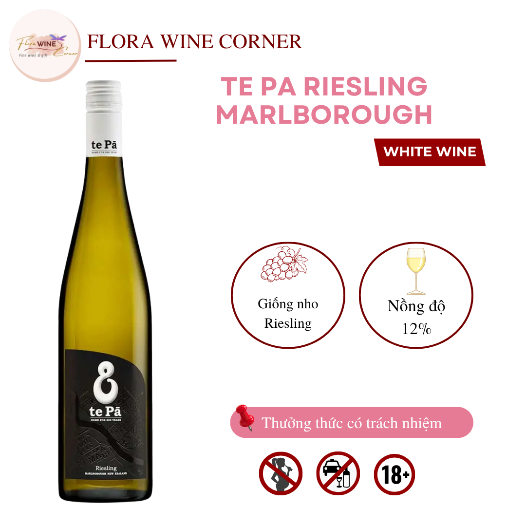 Rượu vang trắng New Zealand TePa Riesling Marlborough - Nồng độ 12% Alc, 750ml - Nhập khẩu Chính Hãng