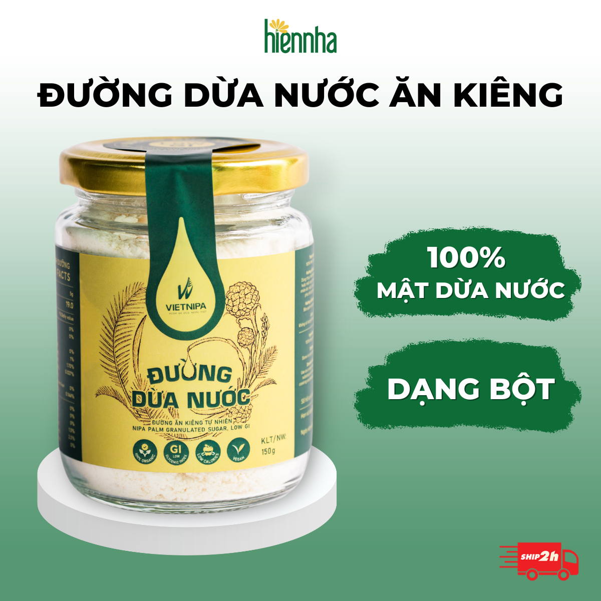 Đường Ăn Kiêng từ Dừa Nước 100% tự nhiên lượng đường huyết thấp phù hợp cho người tiểu đường phân phối bởi Tiệm Hiên Nhà