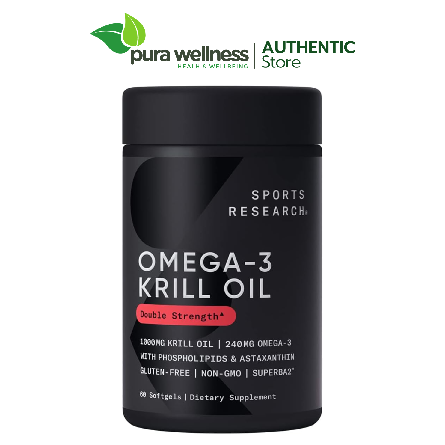 Dầu nhuyễn thể Sports Research SUPERBA2 Antarctic Krill Oil with Astaxanthin 1000mg 60 viên