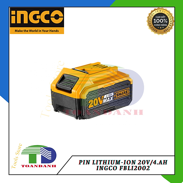 Pin lithium 20v/4.ah ingco fbli2002